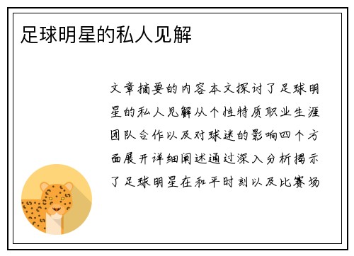 足球明星的私人见解